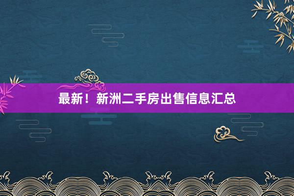 最新！新洲二手房出售信息汇总